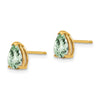 14k 7x5mm Pear Checker-Cut Green Quartz Post Earrings