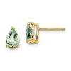 14k 7x5mm Pear Checker-Cut Green Quartz Post Earrings
