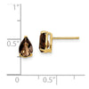 14k 7x5mm Pear Checker-Cut Smoky Quartz Post Earrings