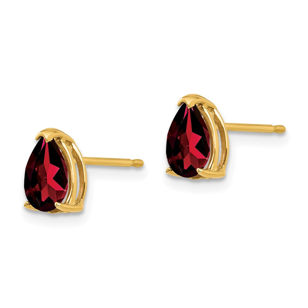 14k 7x5mm Pear Garnet Post Earrings