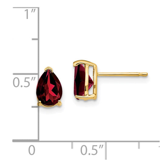 14k 7x5mm Pear Garnet Post Earrings