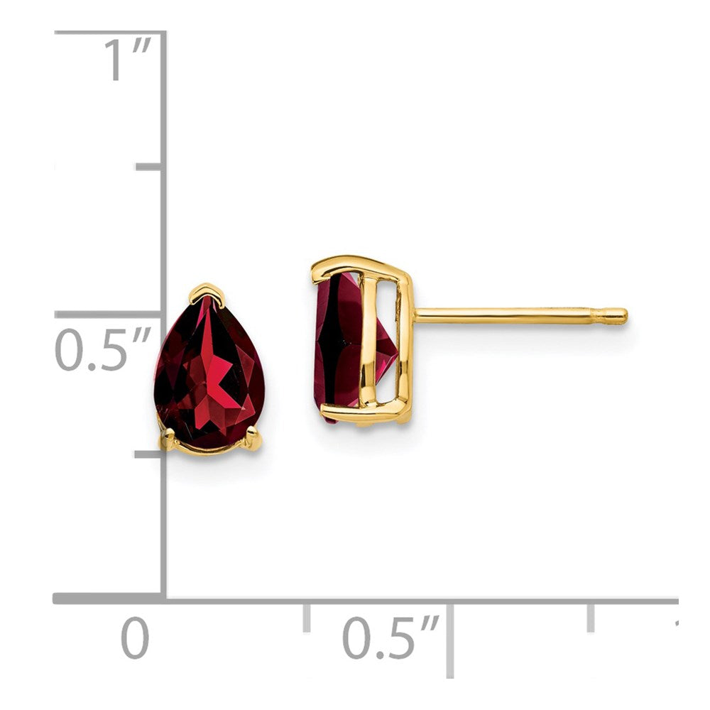 14k 7x5mm Pear Garnet Post Earrings