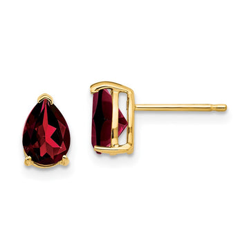 14k 7x5mm Pear Garnet Post Earrings