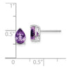 14k White Gold 7x5mm Pear Amethyst Post Earrings