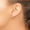 14k White Gold 7x5mm Pear Blue Topaz Post Earrings