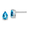 14k White Gold 7x5mm Pear Blue Topaz Post Earrings