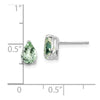 14k White Gold 7x5mm Pear Checker-Cut Green Quartz Post Earrings
