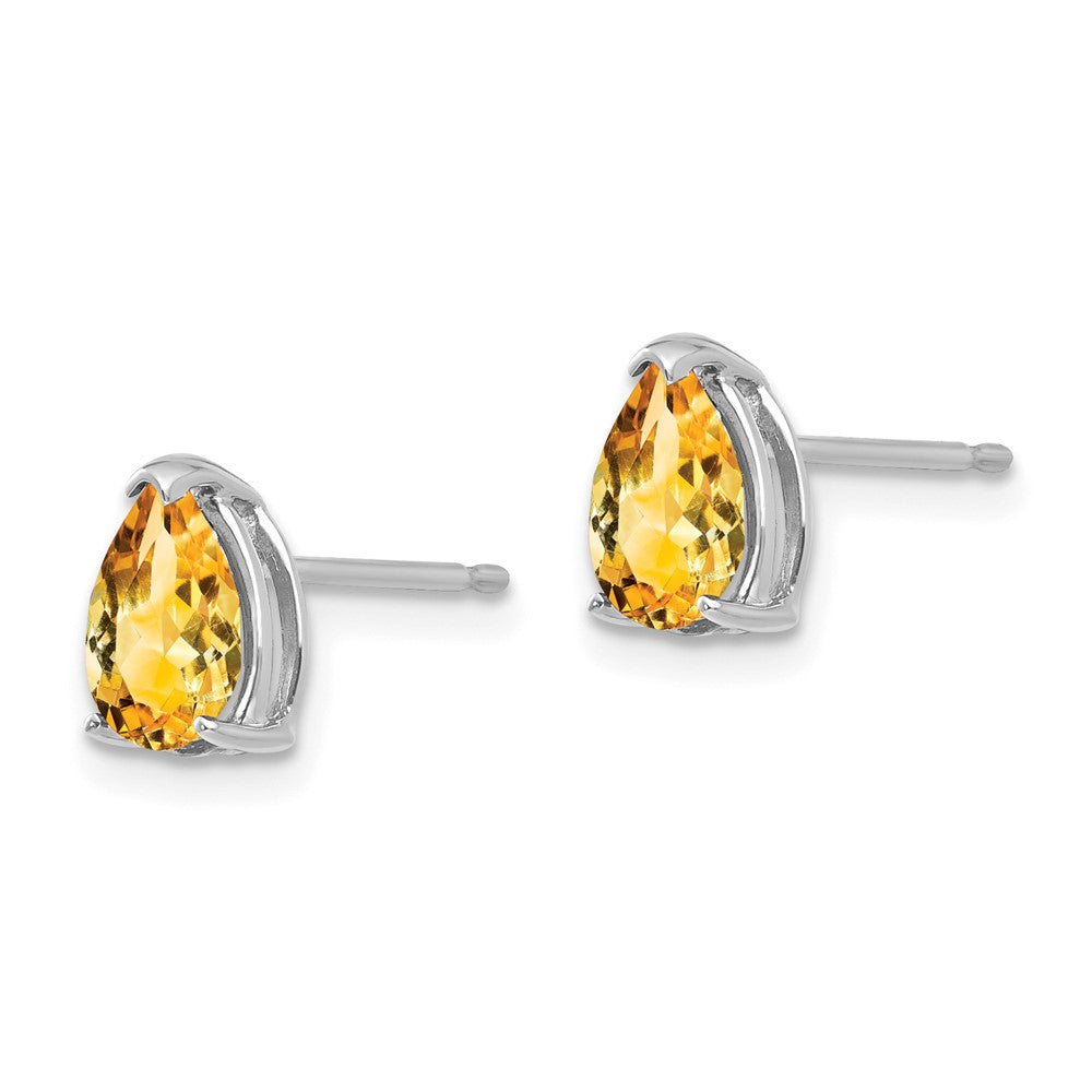 14k White Gold 7x5mm Pear Citrine Post Earrings