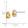 14k White Gold 7x5mm Pear Citrine Post Earrings