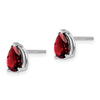 14k White Gold 7x5mm Pear Garnet Post Earrings