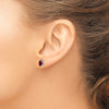 14k White Gold 7x5mm Pear Garnet Post Earrings