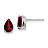 14k White Gold 7x5mm Pear Garnet Post Earrings