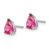 14k White Gold 7x5mm Pear Pink Spinel Post Earrings