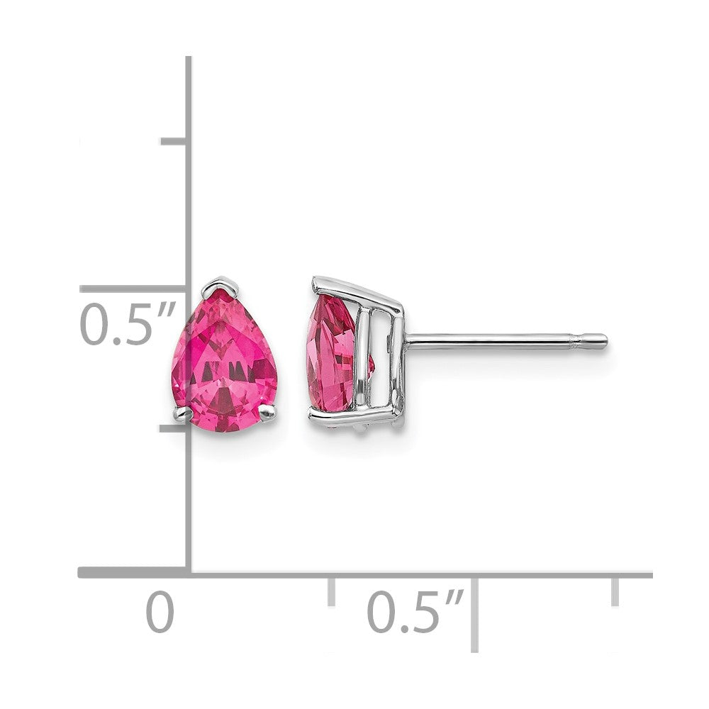 14k White Gold 7x5mm Pear Pink Spinel Post Earrings