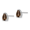 14k White Gold 7x5mm Pear Smoky Quartz Post Earrings