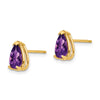 14k 8x5mm Pear Checker-cut Amethyst Post Earrings