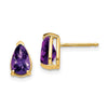 14k 8x5mm Pear Checker-cut Amethyst Post Earrings