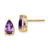 14k 8x5mm Pear Amethyst Post Earrings