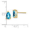 14k 8x5mm Pear Blue Topaz Post Earrings