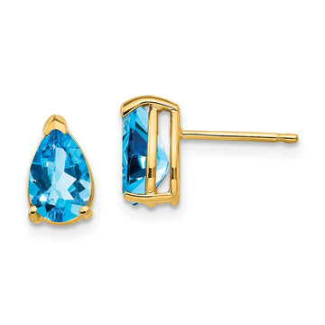 14k 8x5mm Pear Blue Topaz Post Earrings
