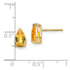 14k 8x5mm Pear Checker-cut Citrine Post Earrings