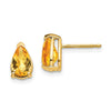 14k 8x5mm Pear Checker-cut Citrine Post Earrings