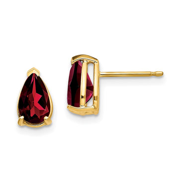 14k 8x5mm Pear Garnet Post Earrings