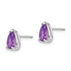 14k White Gold 8x5mm Pear Amethyst Post Earrings