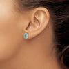 14k White Gold 8x5mm Pear Blue Topaz Post Earrings