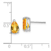 14k White Gold 8x5mm Pear Checker-cut Citrine Post Earrings