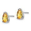 14k White Gold 8x5mm Pear Citrine Post Earrings