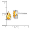 14k White Gold 8x5mm Pear Citrine Post Earrings