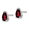 14k White Gold 8x5mm Pear Garnet Post Earrings