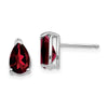 14k White Gold 8x5mm Pear Garnet Post Earrings