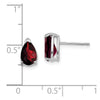 14k White Gold 8x5mm Pear Checker-cut Garnet Post Earrings