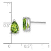 14k White Gold 8x5mm Pear Peridot Post Earrings