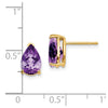 14k 9x6mm Pear Amethyst Post Earrings