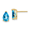 14k 9x6mm Pear Blue Topaz Post Earrings
