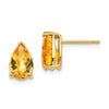 14k 9x6mm Pear Checker-cut Citrine Post Earrings