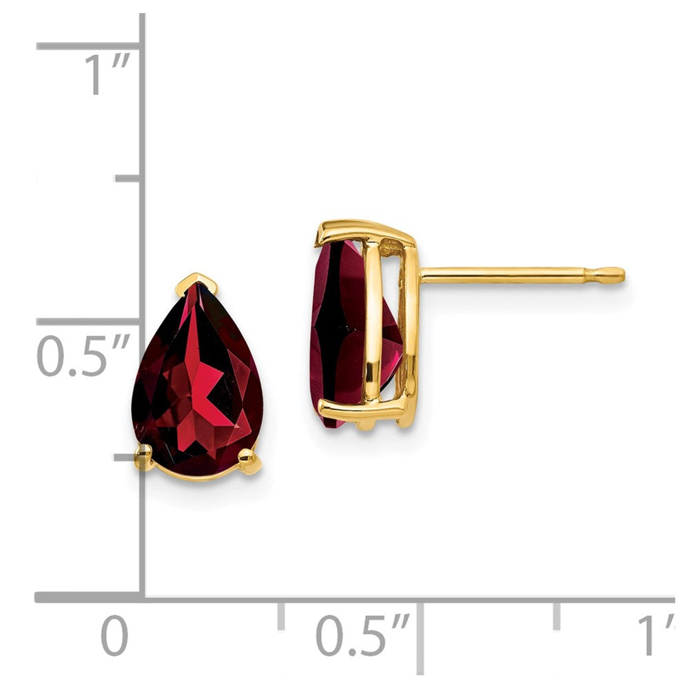 14k 9x6mm Pear Garnet Post Earrings