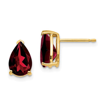 14k 9x6mm Pear Garnet Post Earrings