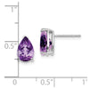 14k White Gold 9x6mm Pear Amethyst Stud Earrings