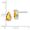 14k White Gold 9x6mm Pear Citrine Post Earrings