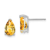 14k White Gold 9x6mm Pear Citrine Post Earrings