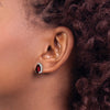 14k White Gold 9x6mm Pear Garnet Post Earrings