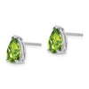 14k White Gold 9x6mm Pear Peridot Post Earrings