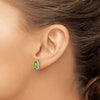 14k White Gold 9x6mm Pear Peridot Post Earrings