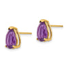 14k 10x7mm Pear Amethyst Post Earrings