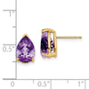 14k 10x7mm Pear Amethyst Post Earrings