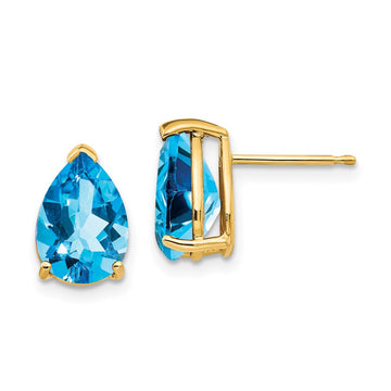 14k 10x7mm Pear Blue Topaz Post Earrings